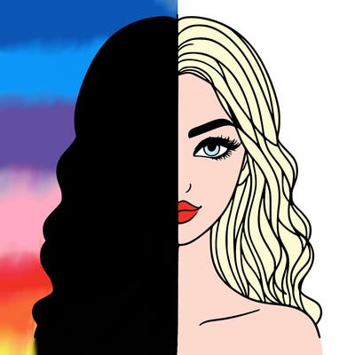 butiful women with a line down the middle