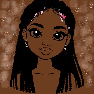 a realistic black girl with braids