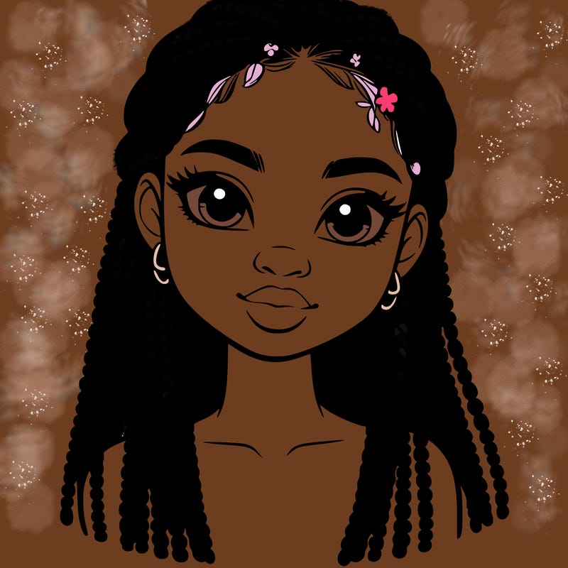 a realistic black girl with braids