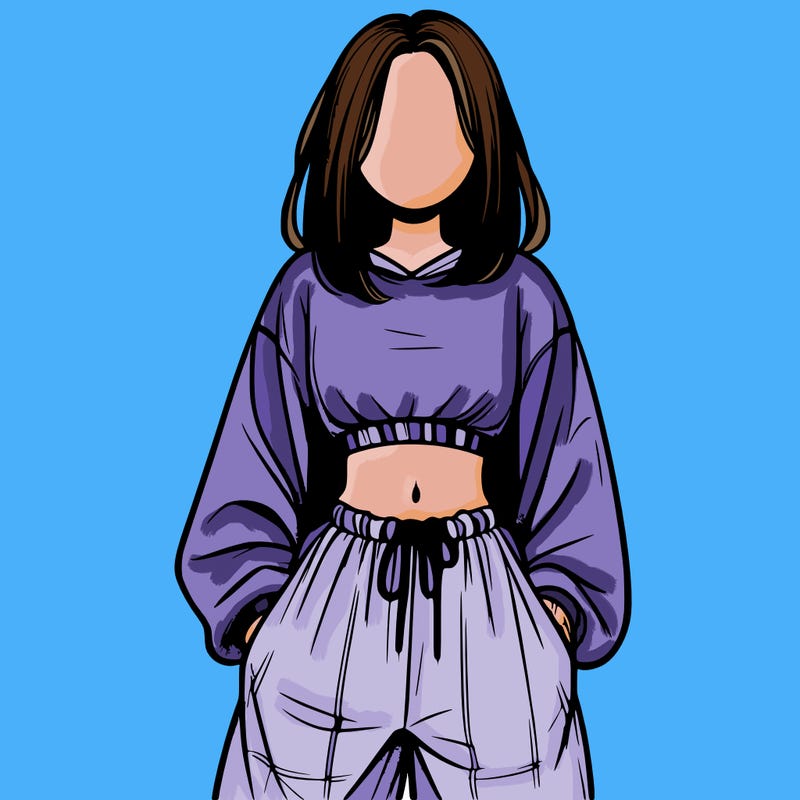 realistic girl faceless with baggy pants and a crop top