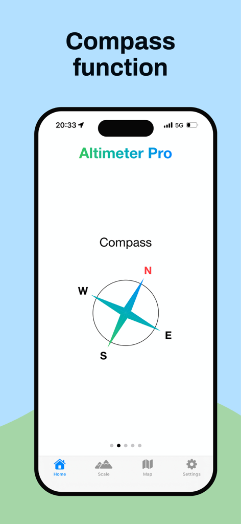 Altimeter Pro USA - Altimeter Pro USA app featuring an integrated digital compass for hiking navigation