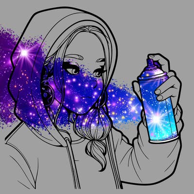 a realistic girl, spray painting