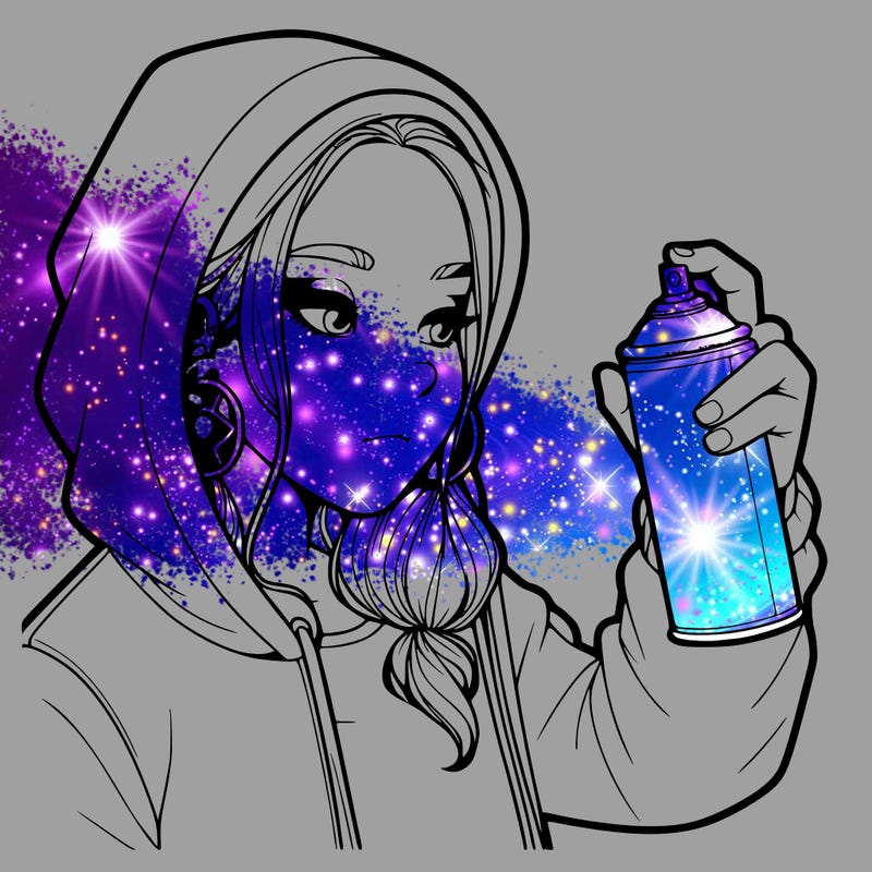 a realistic girl, spray painting