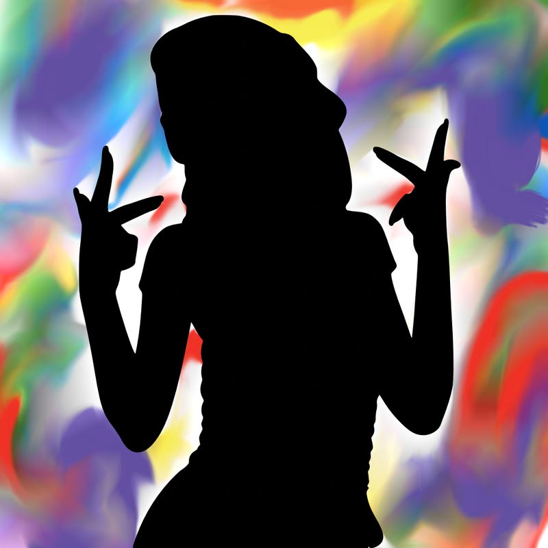 realistic teenage girl with braids and a beanie and crop top doing 🫶🏼