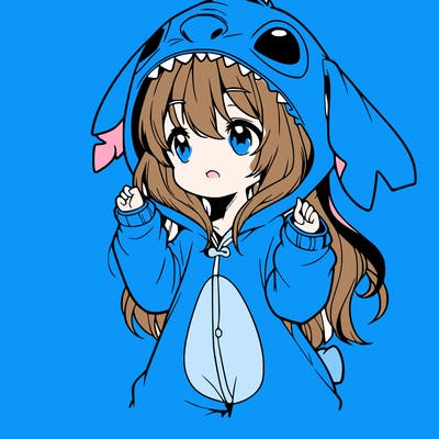 anime girl in a stitch onsie
