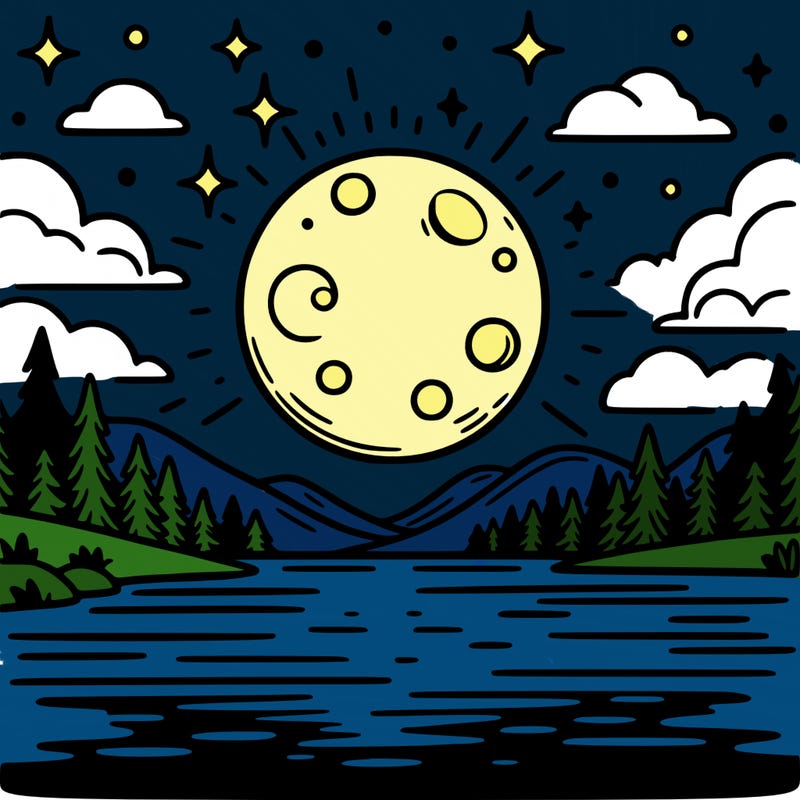 moonlight shining on a lake