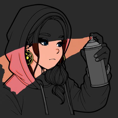 a realistic girl, spray painting