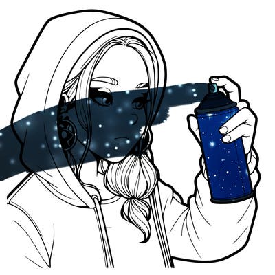 a realistic girl, spray painting