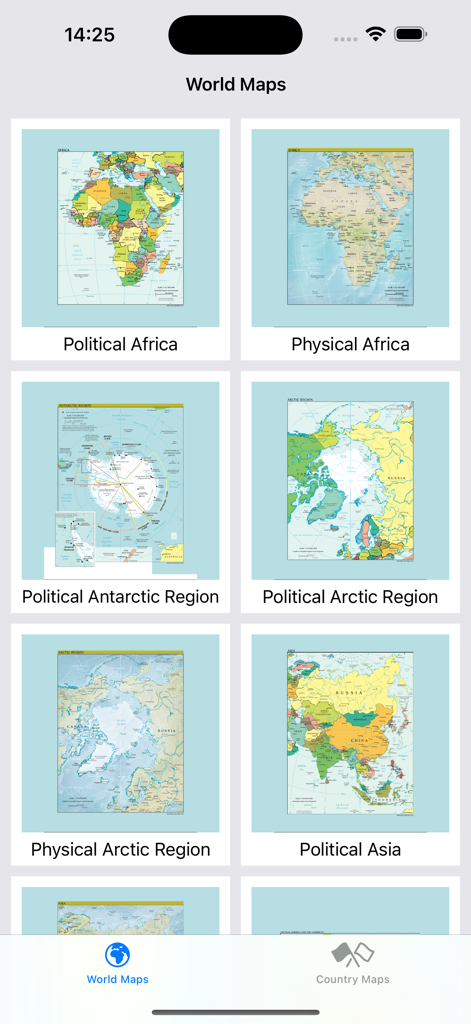 World Maps — Offline Atlas - Overview of political and physical offline maps for Africa Antarctica the Arctic and Asia