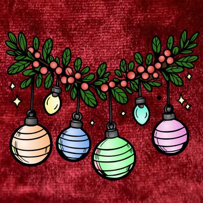 christmas garland with big bulbs