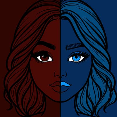 realistic girl split half