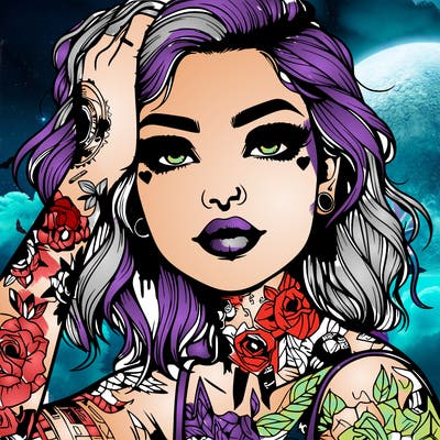 realistic girl with tattoos all over