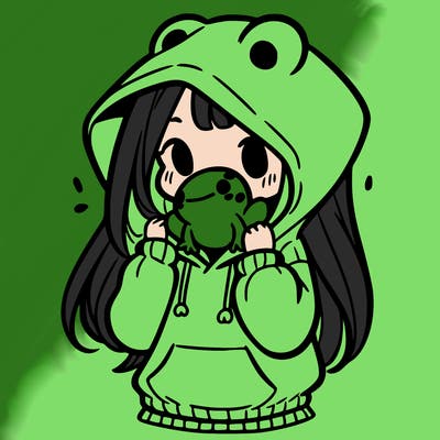 a girl holding a froggy hoodie