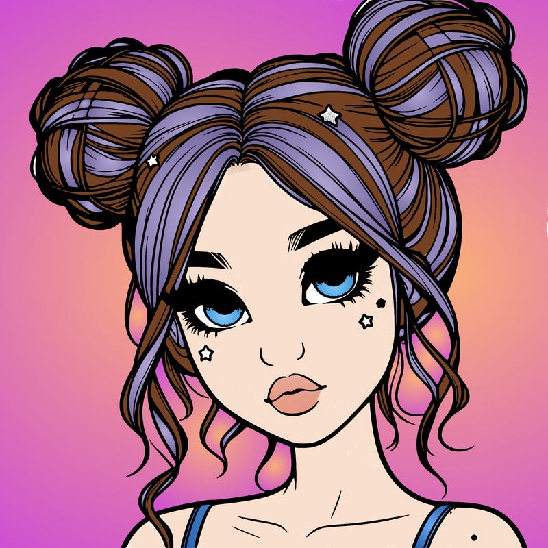 realistic girl with space buns