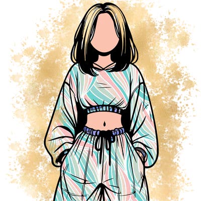 realistic girl faceless with baggy pants and a crop top