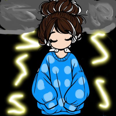 girl with baggy sweatshirt and messy bun