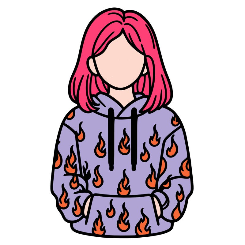 woman with fire hoodie