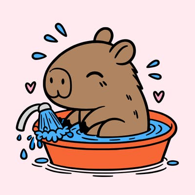 capybara taking a bath