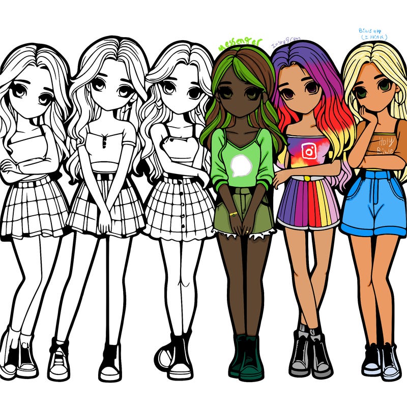 a group of girls realistic