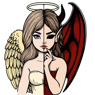 realistic angel half demon