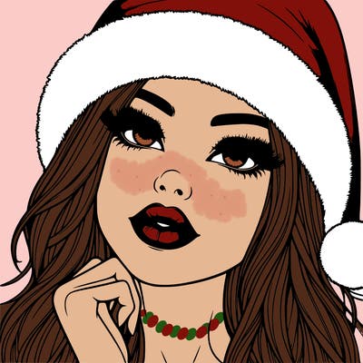 realistic christmas girl with lips