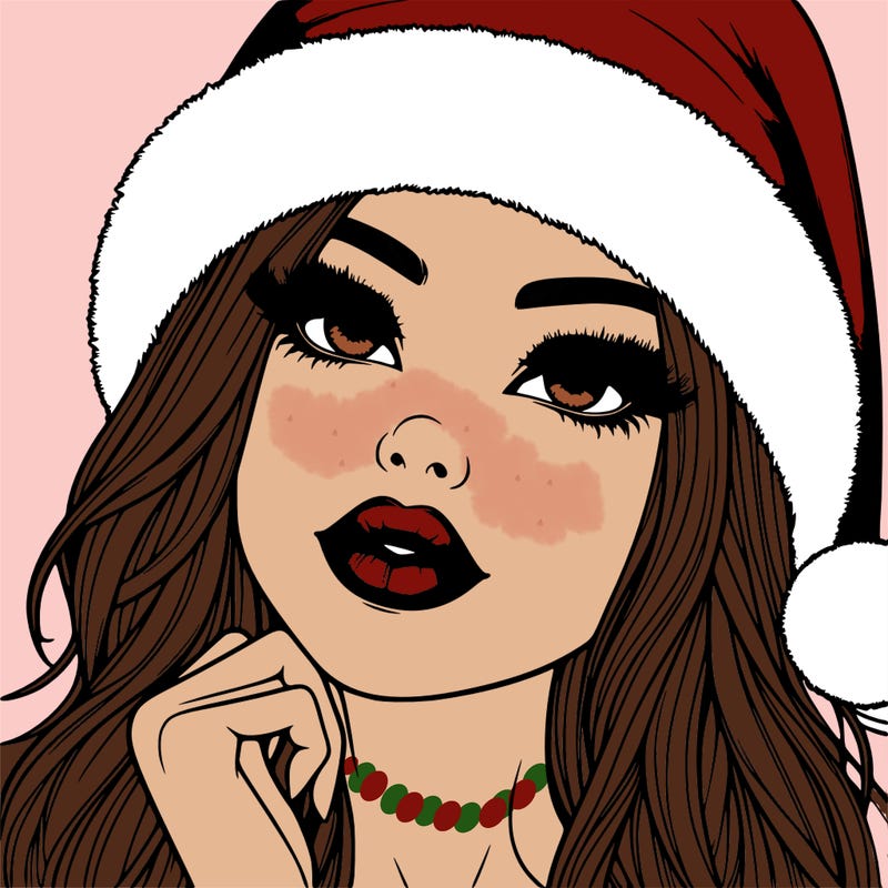 realistic christmas girl with lips