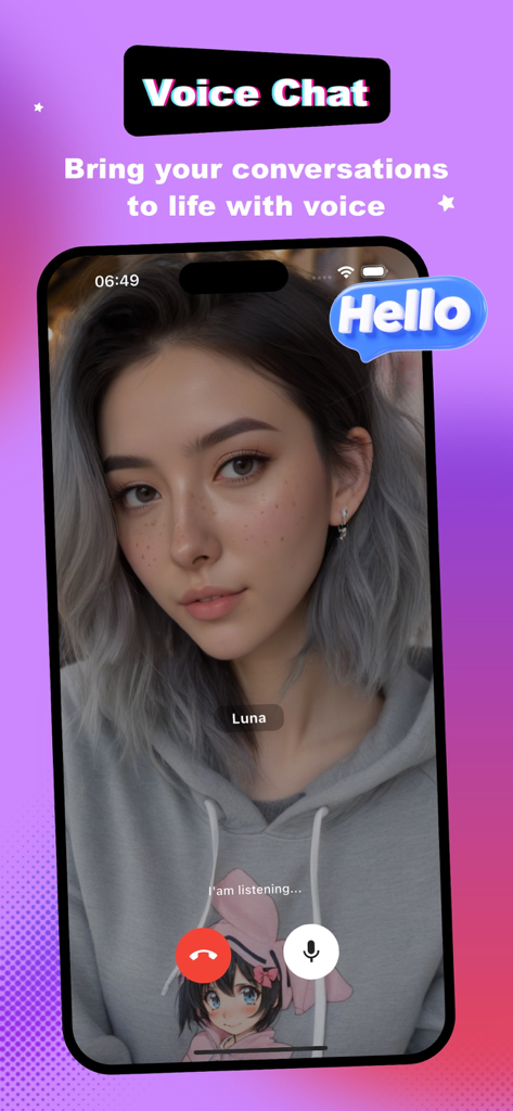 VCharm - your AI love coach - AIキャラクターのLunaとのVCharmアプリのボイスチャット機能