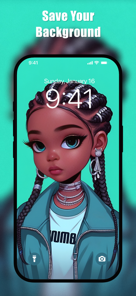 Melanin Wallpapers 4K | HD - Melanin wallpaper of a stylized Black girl with braided hair on an iPhone lock screen