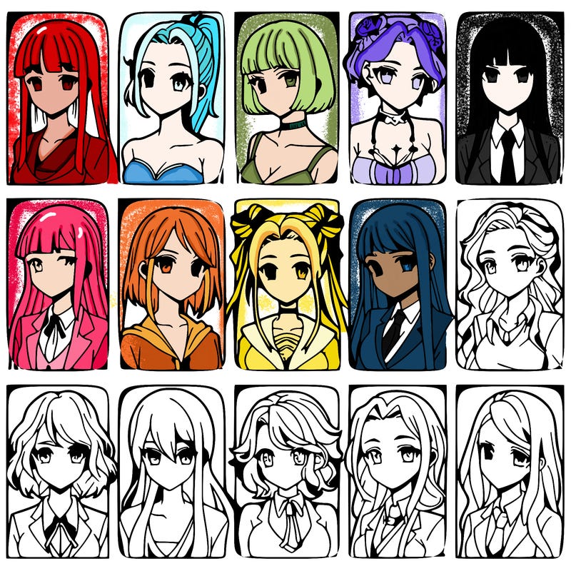girls that look diffrent anime