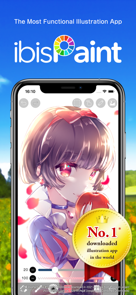 ibis Paint - ibis Paint mobile application showing a high quality anime girl drawing on a smartphone screen