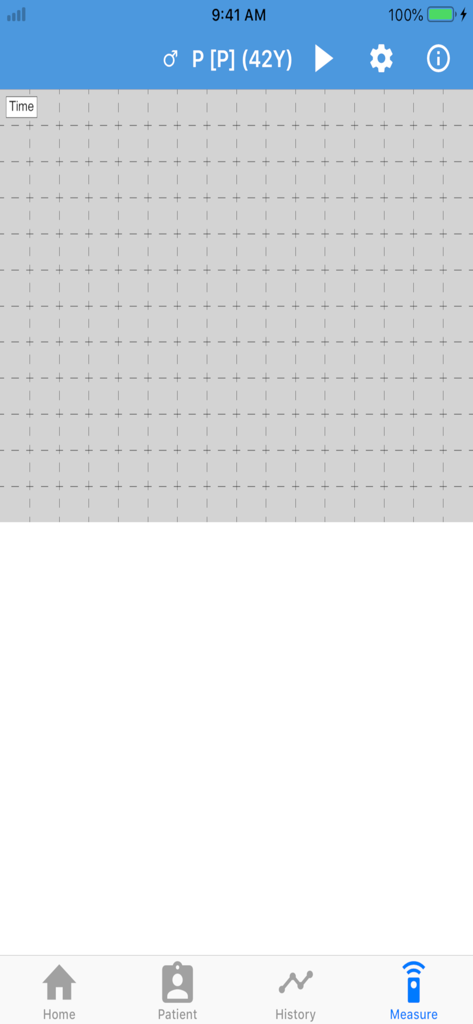 BeeTLe QUS - 초음파 뼈 밀도 테스트를 위한 데이터 그리드를 보여주는 BeeTLe QUS 앱의 측정 인터페이스