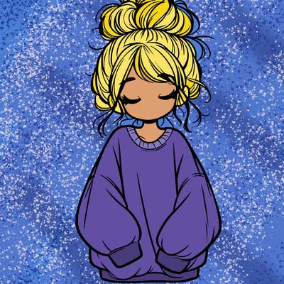 girl with baggy sweatshirt and messy bun