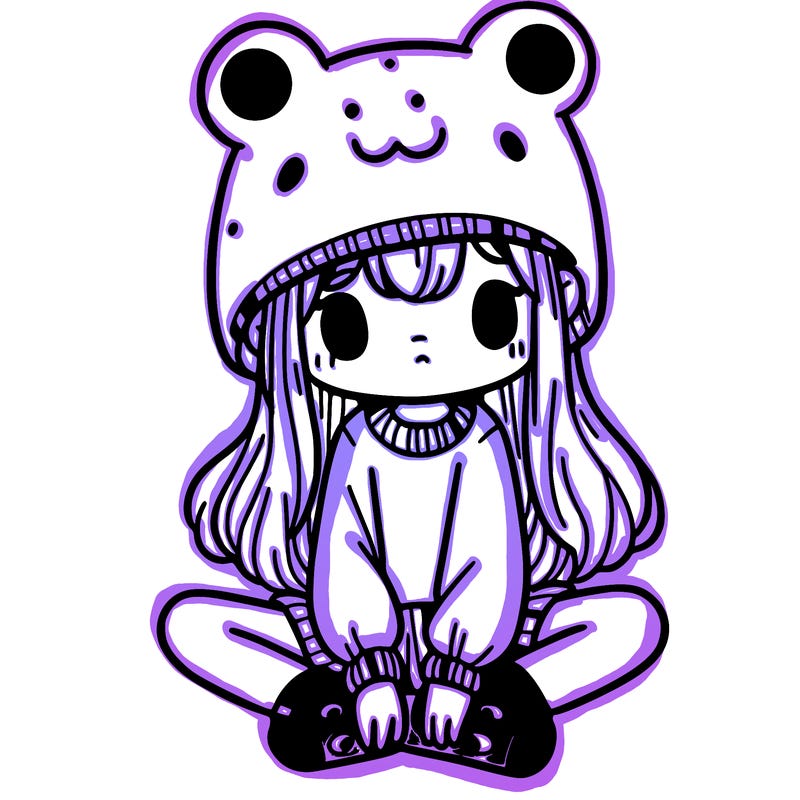 a girl wearing a frog hat and some frog socks