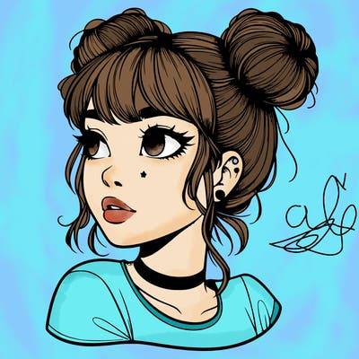 realistic girl with spacebuns