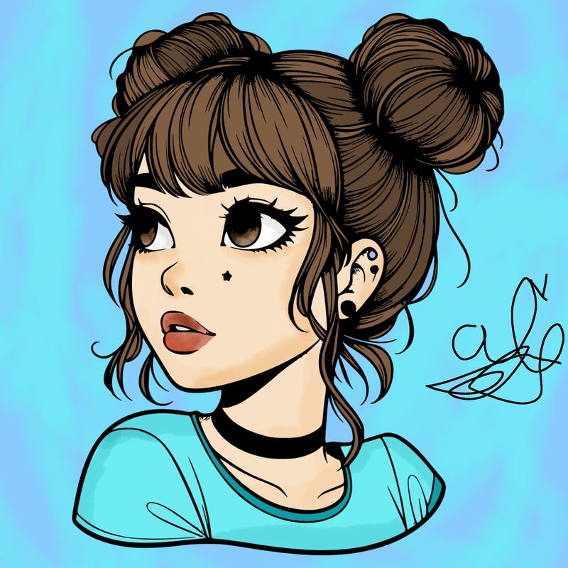realistic girl with spacebuns