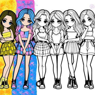 a group of girls realistic