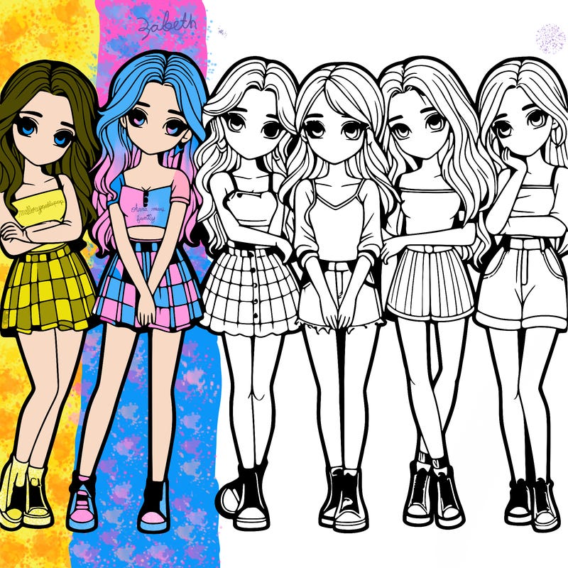 a group of girls realistic