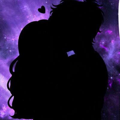 a realistic couple boy and girl hugging and kissing