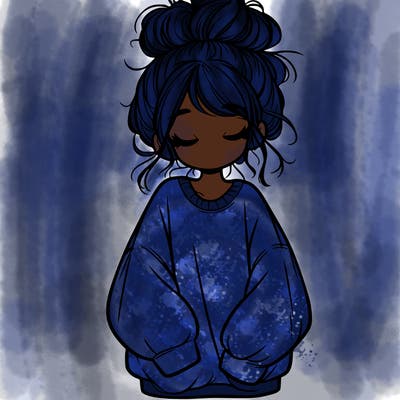 girl with baggy sweatshirt and messy bun