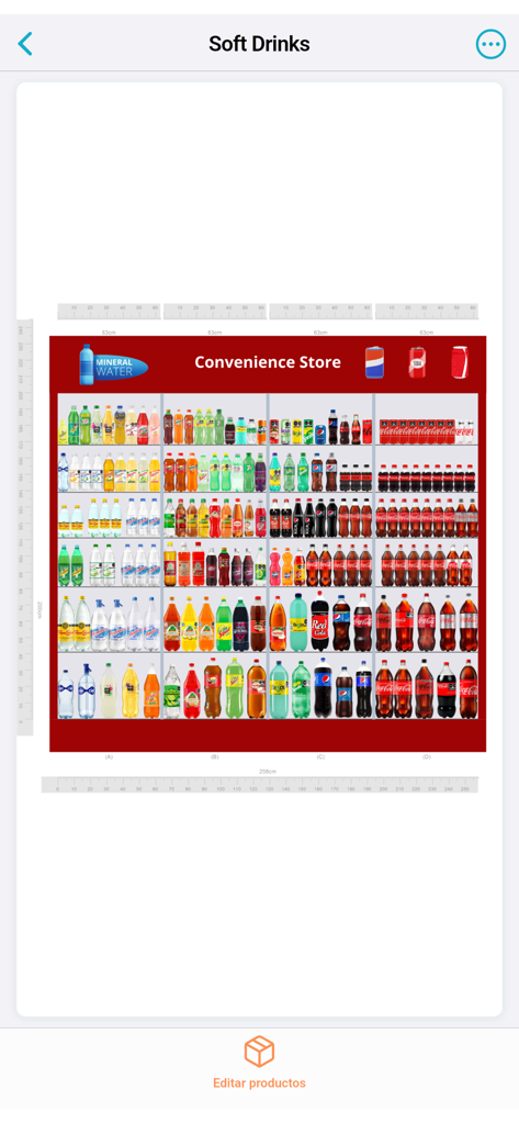 OPENCatman - Soft drinks planogram for a convenience store displayed in the OPENCatman app