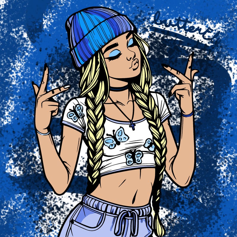 realistic teenage girl with braids and a beanie and crop top doing 🫶🏼