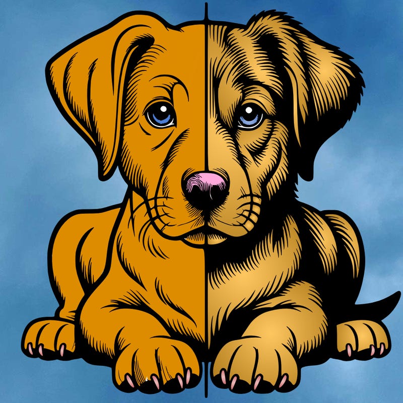 realistic dog split picture