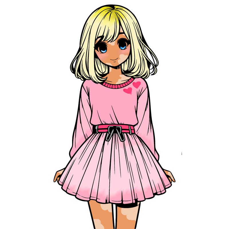 realistic girl with a skirt on