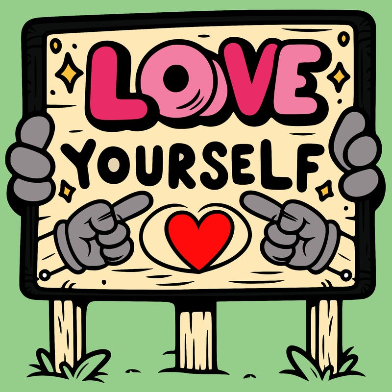 a sign where it is written: love yourself
