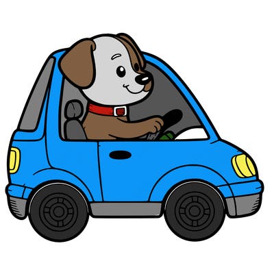 dog driveing car