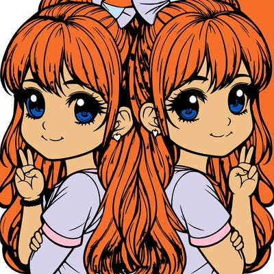 super realistic twin girls back to back