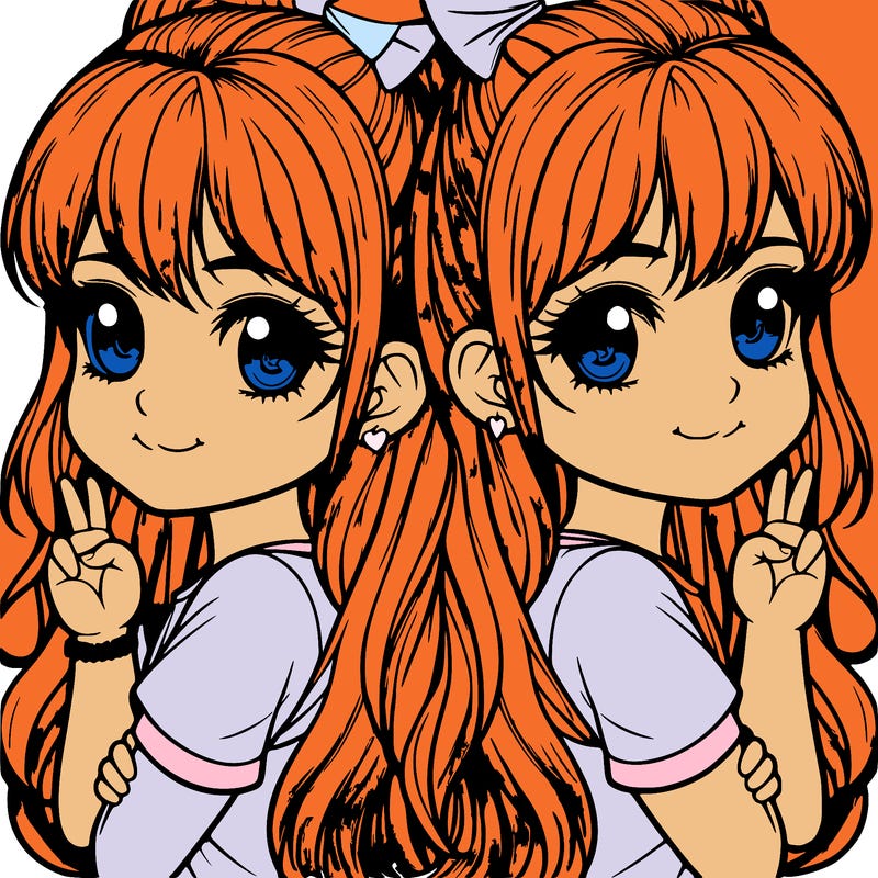 super realistic twin girls back to back