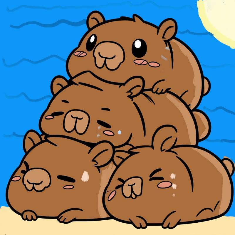 kawaii pile of capybara