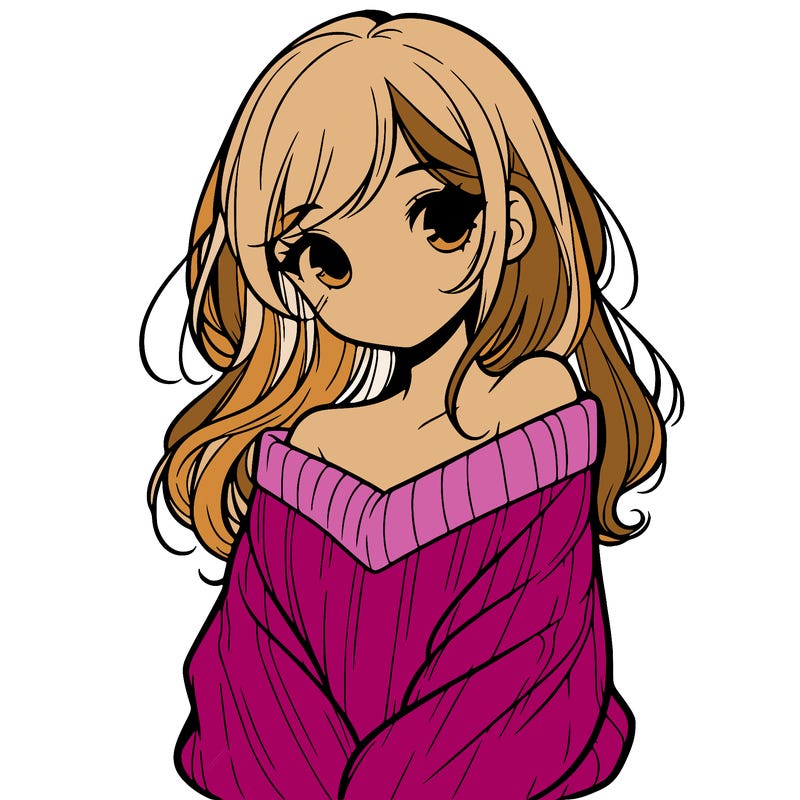 shy pretty girl wearing a sweater that is falling off one shoulder portrait