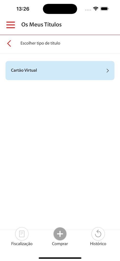 Ave Mobilidade app interface for managing virtual transit tickets and cards.